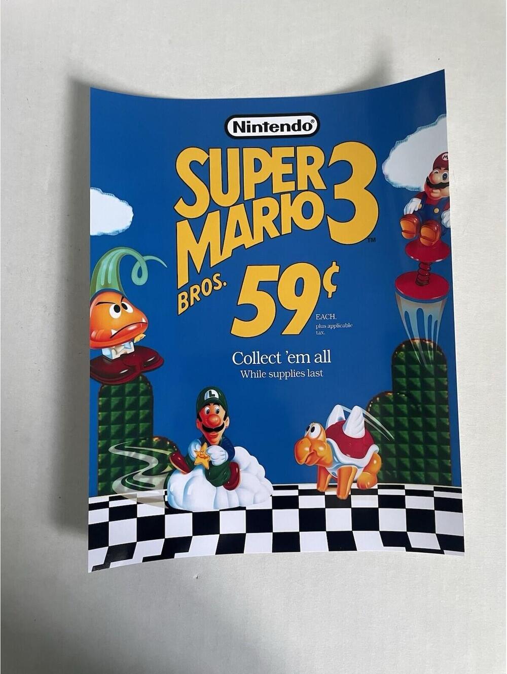McDonalds Super Mario 3 Happy Meal REPRINT Display Sign Ad McDonald’s Poster 59c